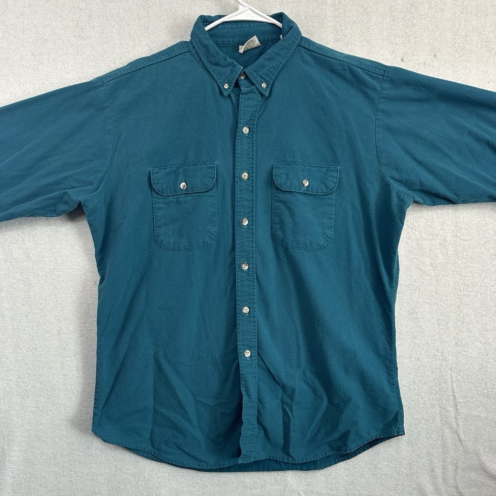 Vtg Five Brothers Men's Tallman XL Flannel Men's Shirt Button‎ Up Teal